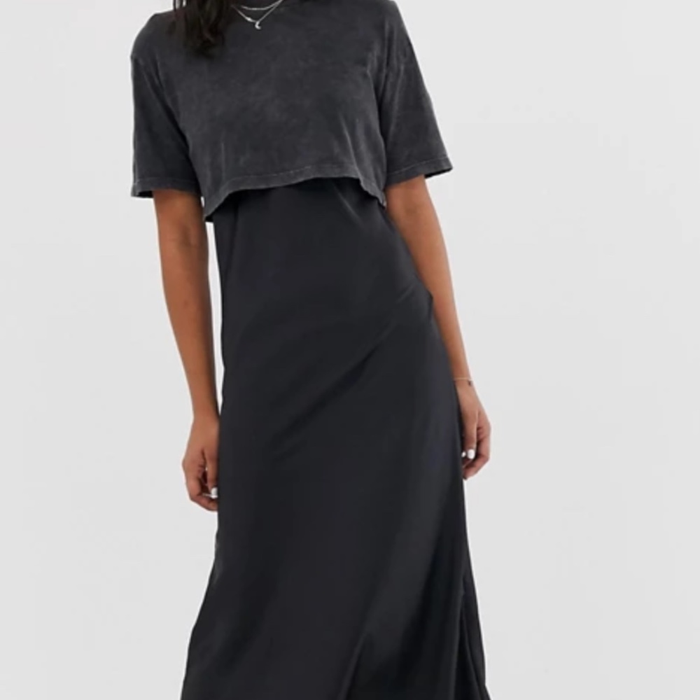 All Saints benno tee slip midi dress XS
